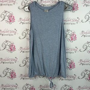 Soma tank top tie up baby Light Blue Sleeveless Tank Top long style cinch hem